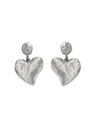BB Heart Drop Earrings | Silver