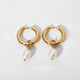 Pearl Drop Hoops