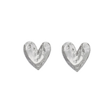 BB Heart Stud Earrings | Silver