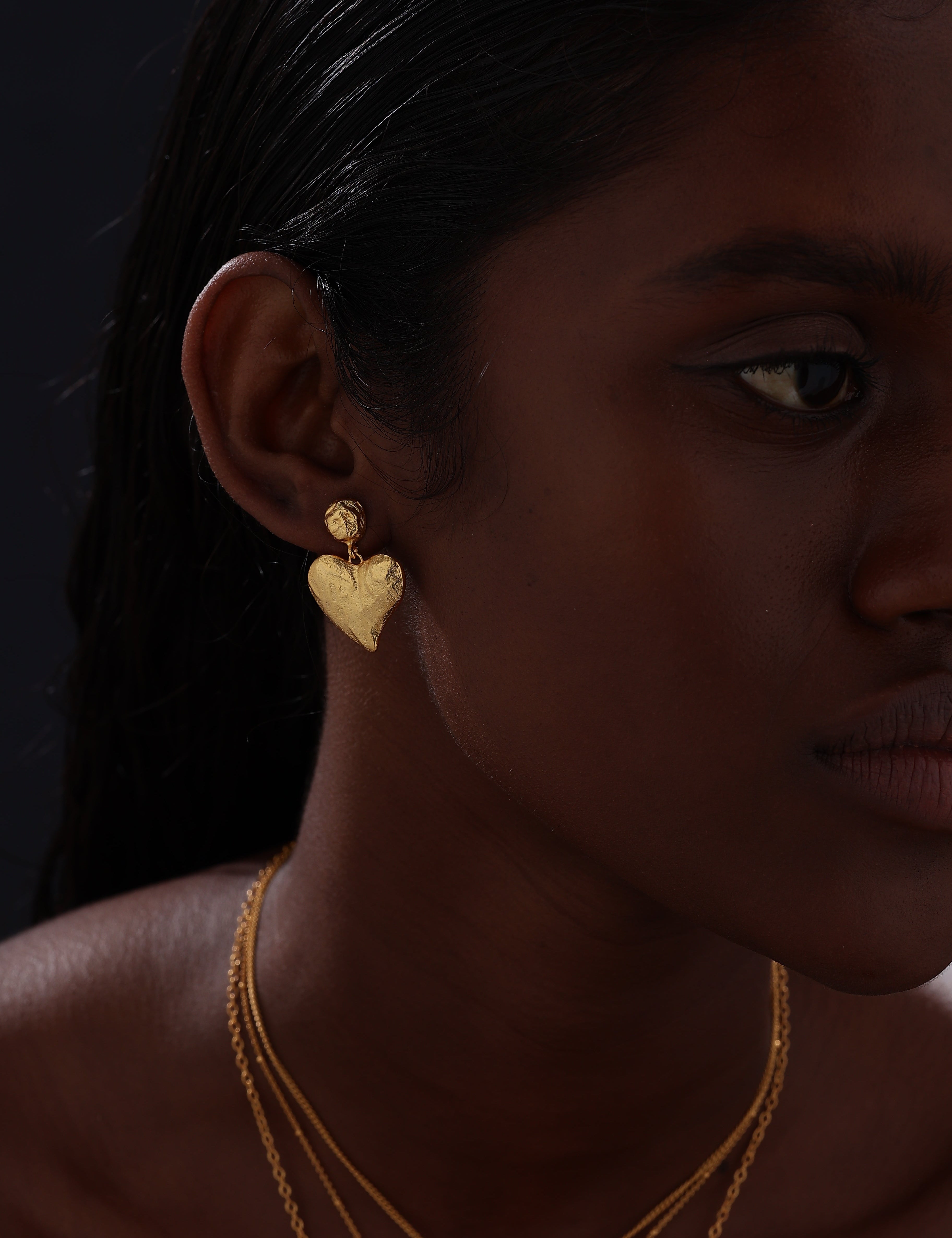 BB Heart Drop Earrings | Gold