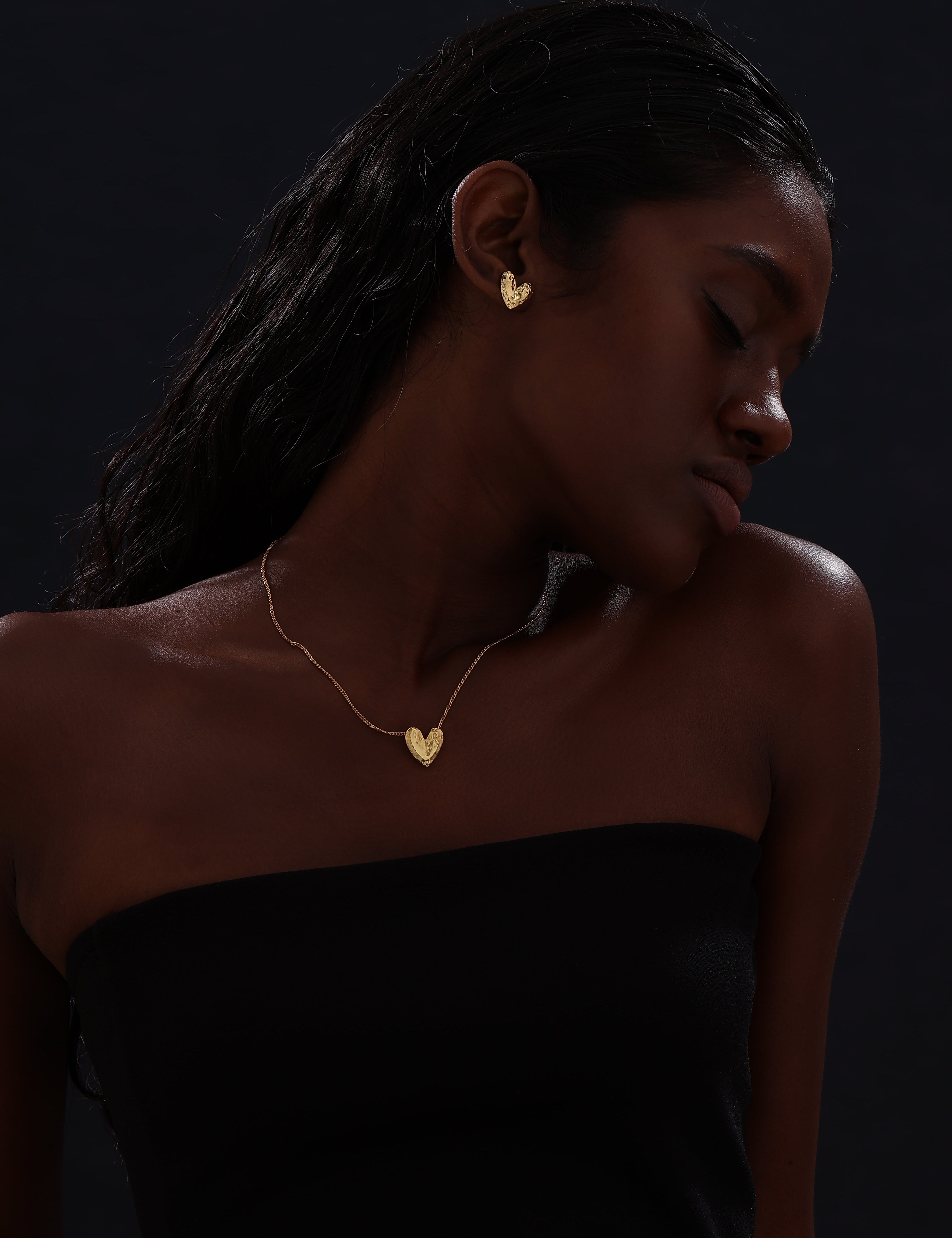 BB Heart Stud Earrings | Gold