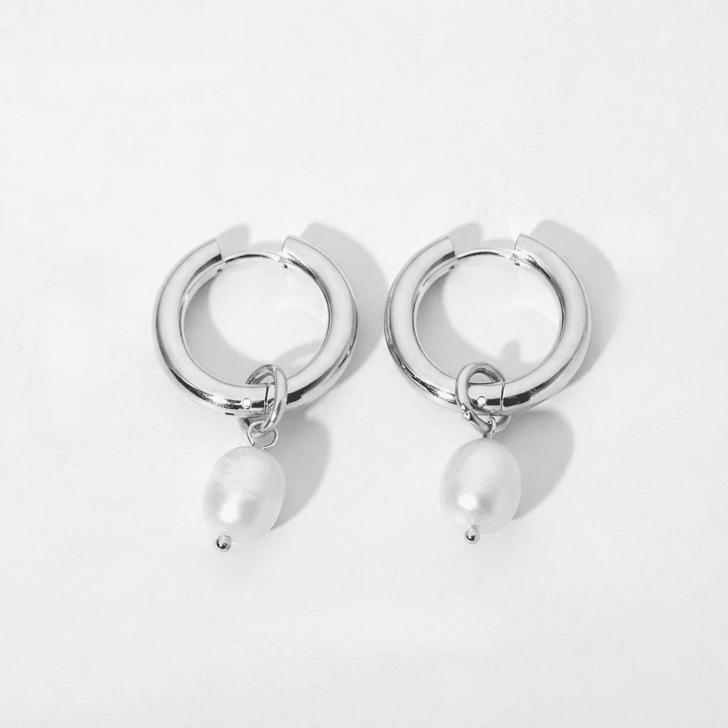 Pearl Drop Hoops