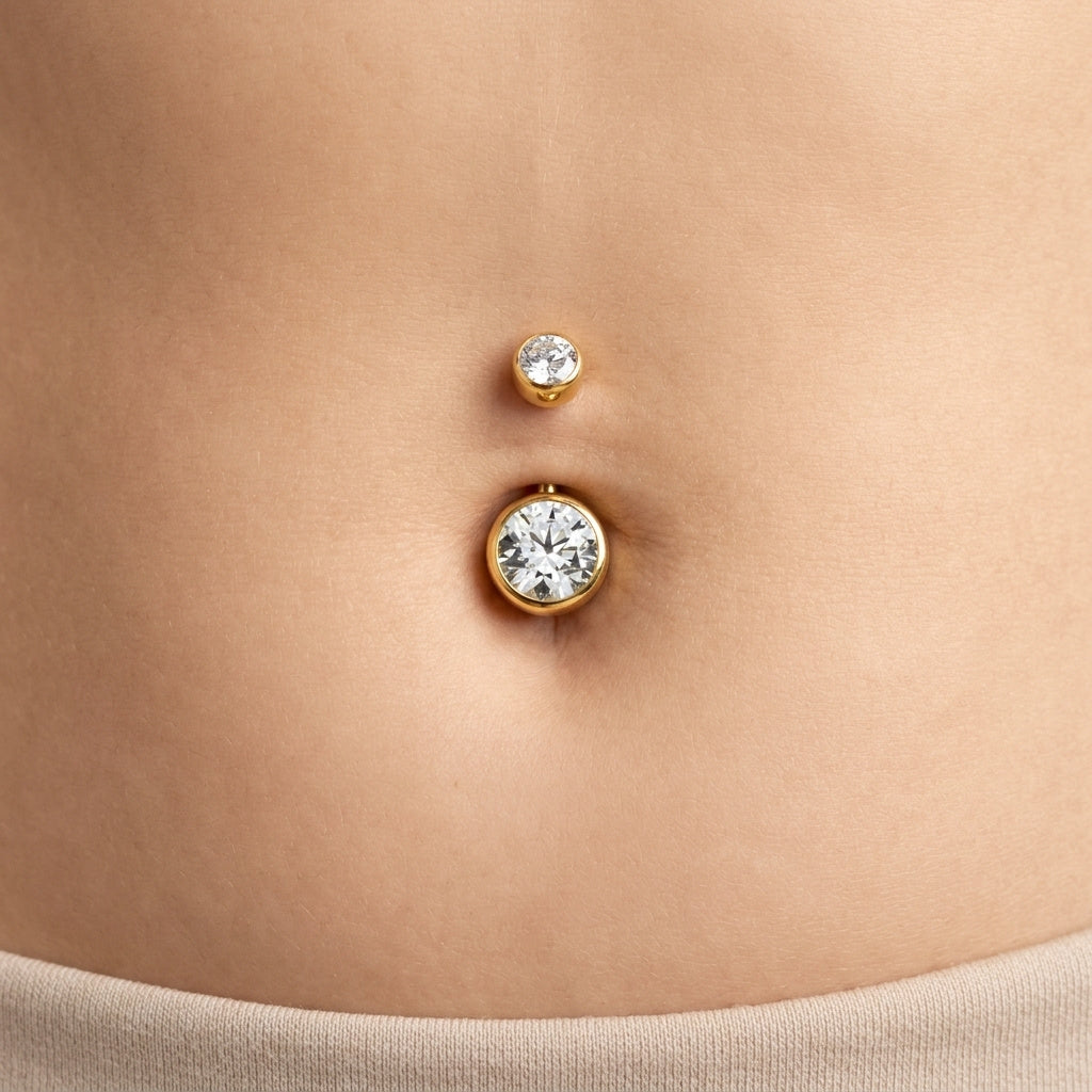 Clear Crystal Titanium Belly Ring