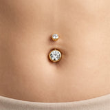 Clear Crystal Titanium Belly Ring