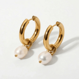 Pearl Drop Hoops