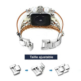 Apple Watch armband met meerdere gevlochten rijen, levensboom-bedel, voor dames, model Ténecia