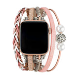 Apple Watch armband met meerdere gevlochten rijen, levensboom-bedel, voor dames, model Ténecia