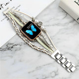 Apple Watch armband met meerdere gevlochten rijen, levensboom-bedel, voor dames, model Ténecia
