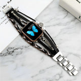 Apple Watch armband met meerdere gevlochten rijen, levensboom-bedel, voor dames, model Ténecia