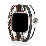 Apple Watch armband met meerdere gevlochten rijen, levensboom-bedel, voor dames, model Ténecia