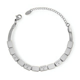 Armband van roestvrij staal, vierkante schakels gegraveerd met Love, vergulde of verzilverde afwerking, model Loïs