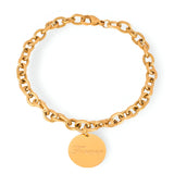 Armband van roestvrij staal met goudkleurige afwerking, medaillon "Forever", model Mathilde
